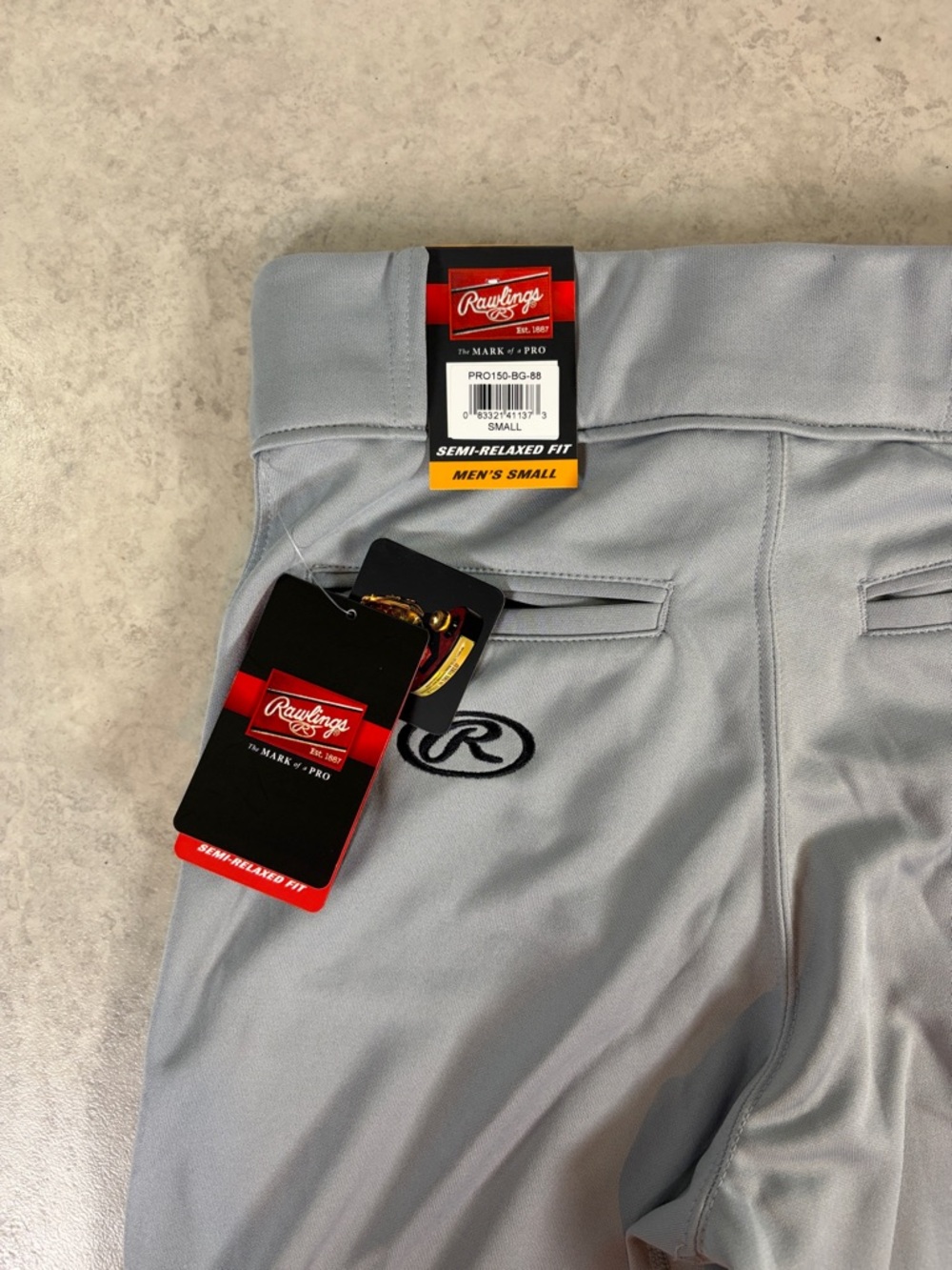 Rawlings Launch Baseball Pants Gray Semi Relaxed Fit Mens Small - Picture 6 of 6
